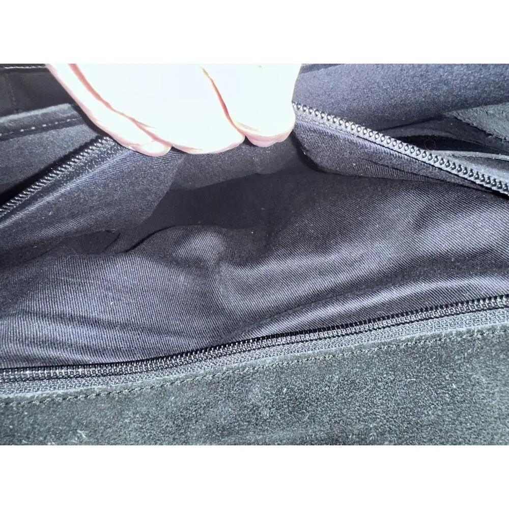 Black Leather Vtg Messenger Bag Turn Lock Laptop Bag Briefcase